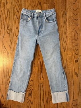 Abercrombie & Fitch Light Blue Cropped Straight Jeans